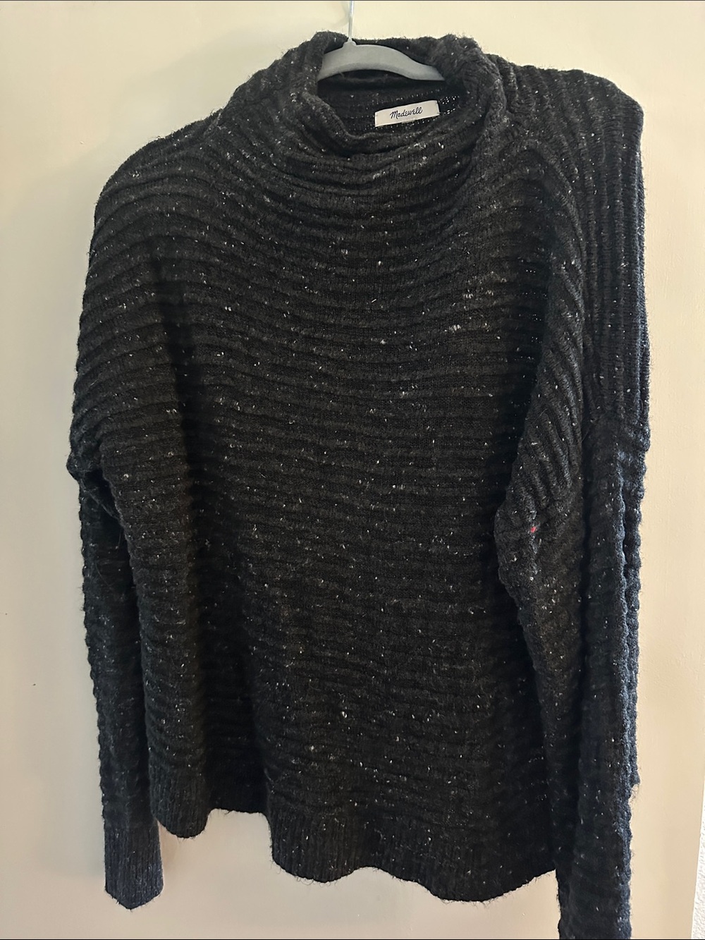 Madewell Black Speckled Ribbed Turtleneck Sweater